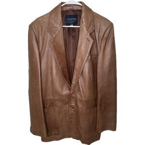 Michael Hoban North Beach Men’s Genuine Leather Jacket Blazer Brown 46 XL